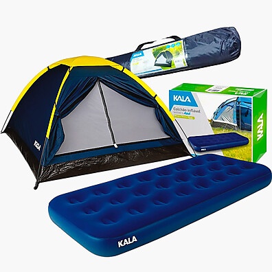 Barraca 2 Pessoas + Colchão Inflável: Kit Camping Kala