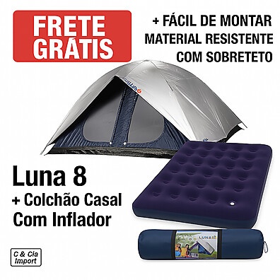 Barraca 8 Lugares Luna: Kit Completo com Colchão e Bomba
