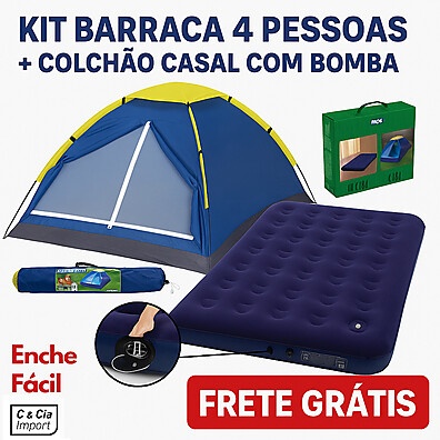 Barraca Camping 4 Pessoas + Colchão Casal: Conforto Total!
