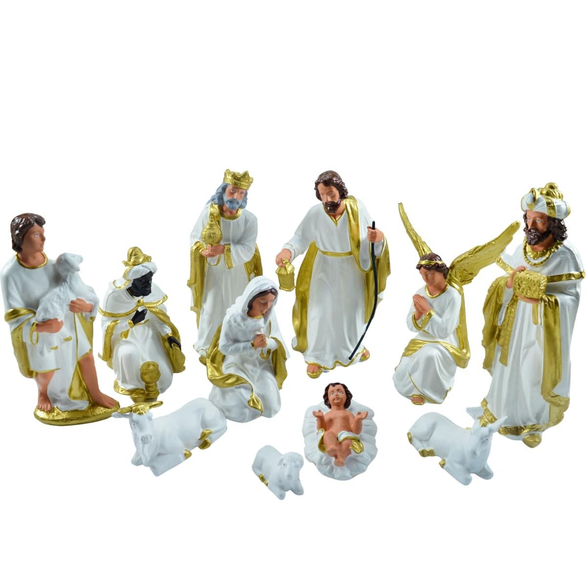 Presépio Natalino 11 Peças Barroco - Látex com Detalhes Realistas para Decoração Tradicional