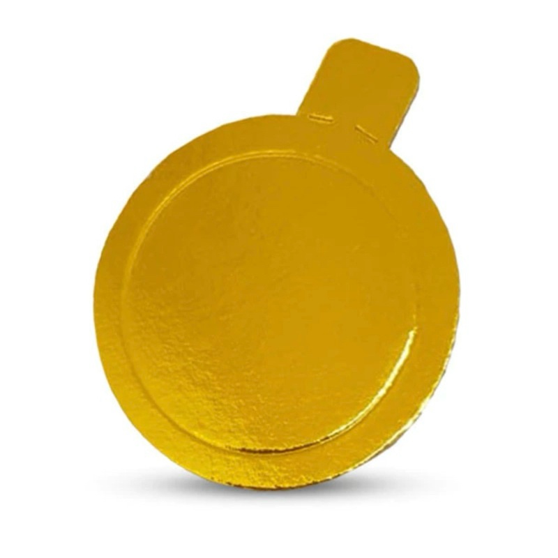 Base Laminada Redonda Ouro 8 cm - Ideal para Doces Finos