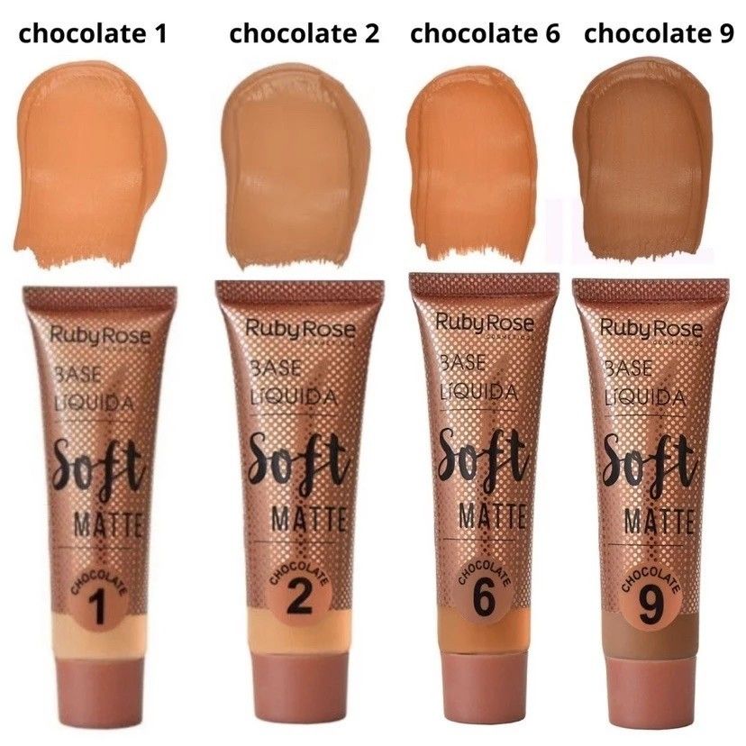 Base Líquida Soft Matte Chocolate Ruby Rose: Pele Perfeita 24h