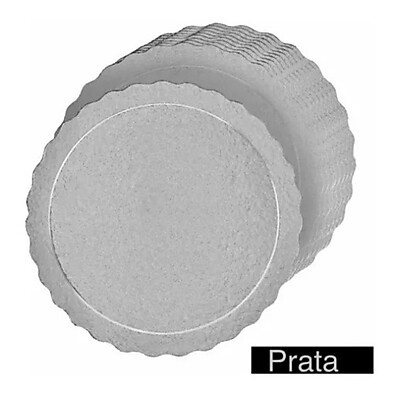 Base para Bolo Prata 32cm: Kit 10 Unidades Resistentes