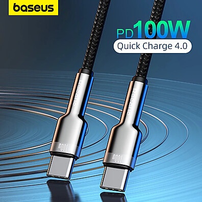 Baseus 100W: Cabo USB-C Turbo para Carregar Rápido!