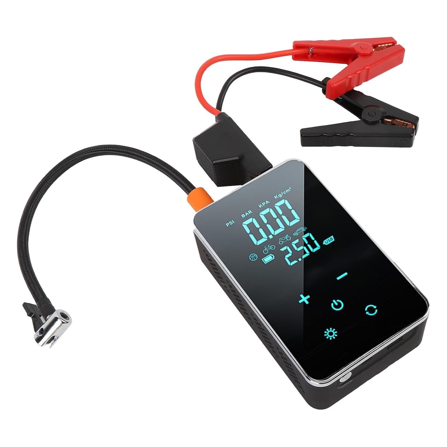 Compressor de Ar Portátil 150psi: Inflador de Pneus Rápido com Bateria 6000mAh e Luz LED
