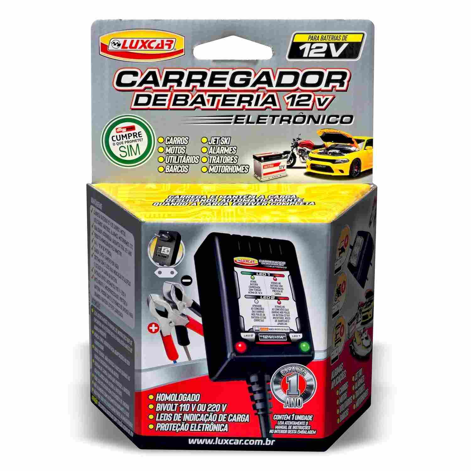 Luxcar: Carregador de Bateria Automotivo 12V Inteligente - Carga Rápida e Segura
