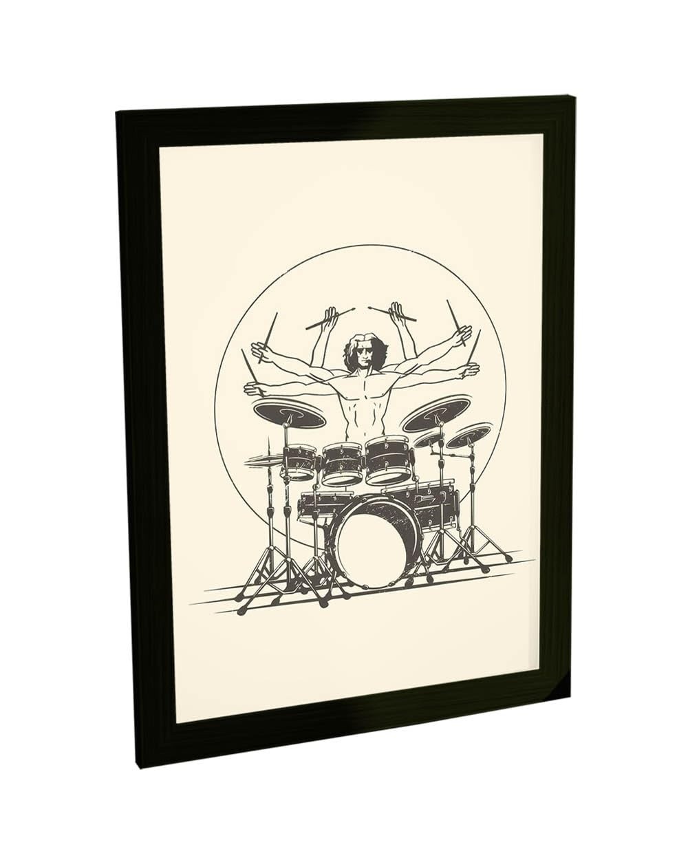 Quadro Decorativo A3 Bateria Homem Vitruviano Baterista - Arte Moderna com Moldura