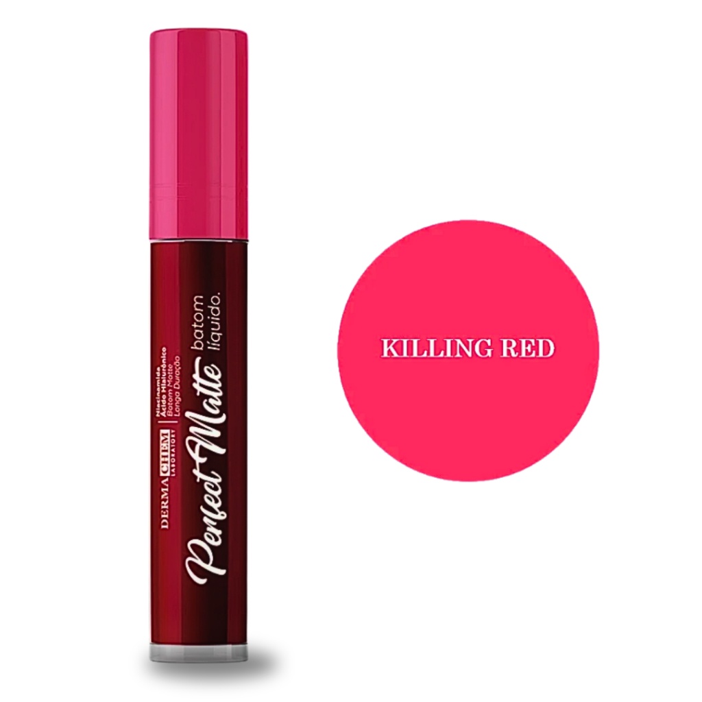 Batom Killing Red Dermachem: Matte, Anti-Rugas e Hidratante