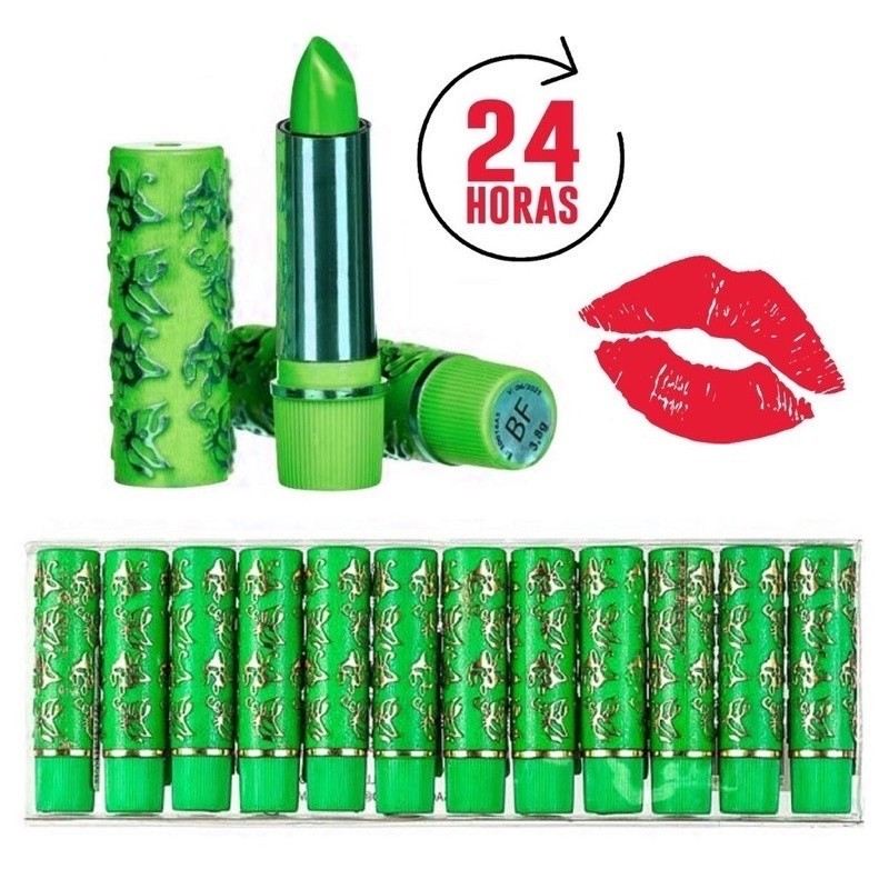 Batom Mágico 24 Horas Verde – Kit com 12 Unidades Bella Femme