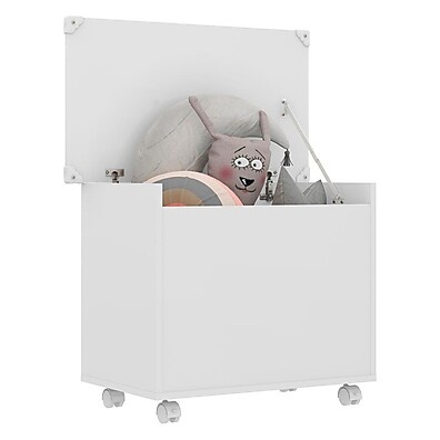 Baú Organizador de Brinquedos com Rodas: Branco e Prático!