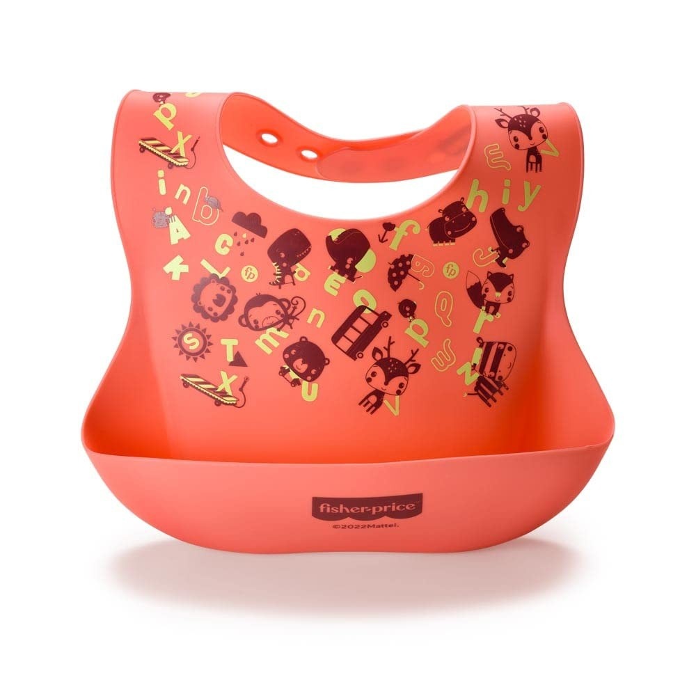 Babador de Silicone Estampado Yummy Coral Fisher-Price - BB1186