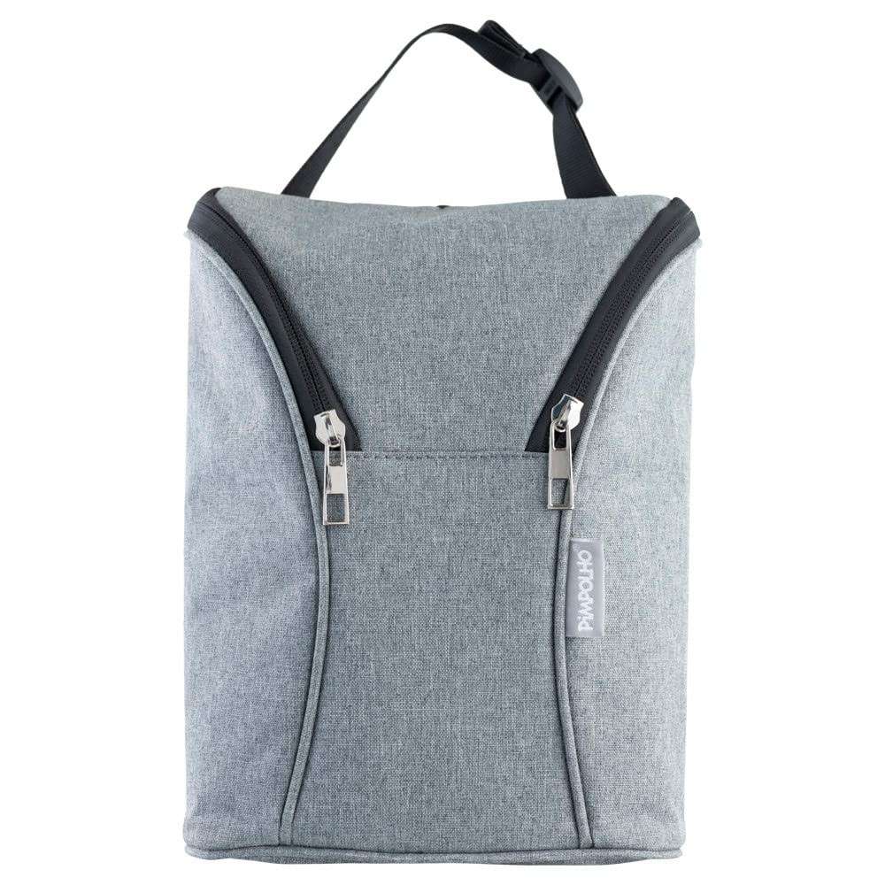 Bolsa Térmica Porta Mamadeiras para Bebê Cinza - Isolamento Ideal para Refeições e Lanches