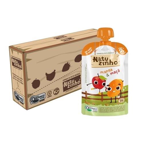 Natuzinho, Papinha Orgânica para Bebê, Sabor Manga e Maçã, Sem Açúcar, Aditivos ou Conservantes, Estimula o Paladar, 99g