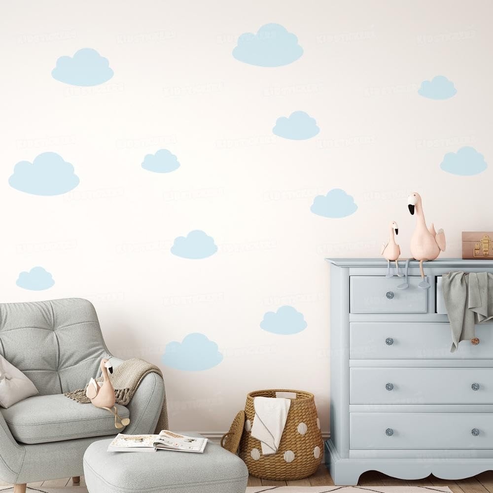 Adesivo de Parede Infantil Nuvens Lavável - Seguro e Fácil Aplicação para Quarto de Bebê