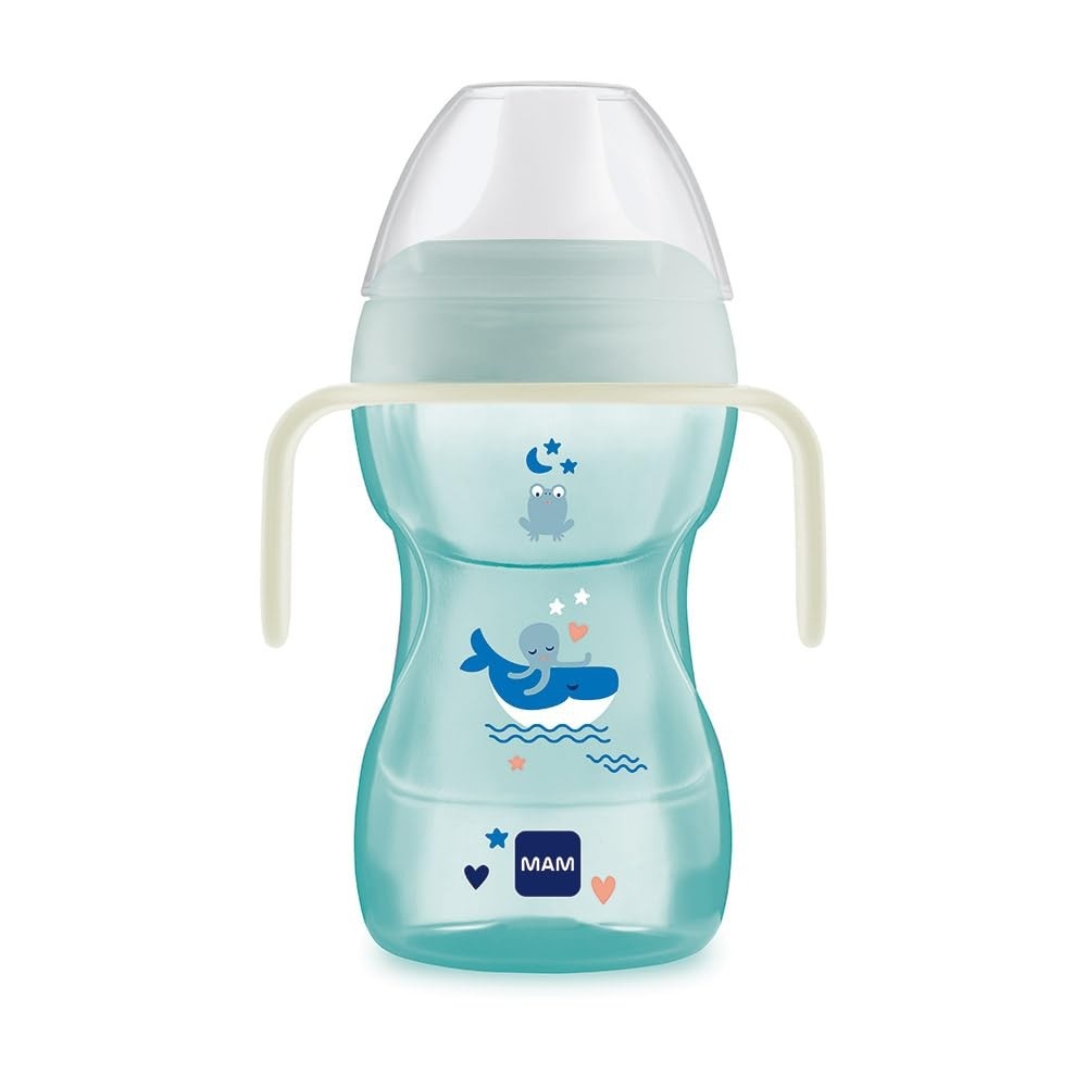 Copo Mam Fun to Drink Night 270ml Azul - Transição Segura e Divertida para Bebês