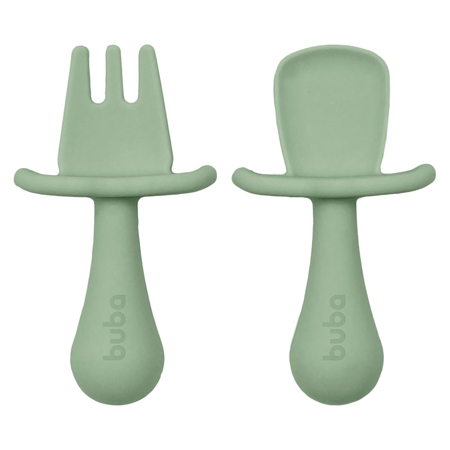 Kit Talheres de Silicone Seguro para Bebês - Buba Verde
