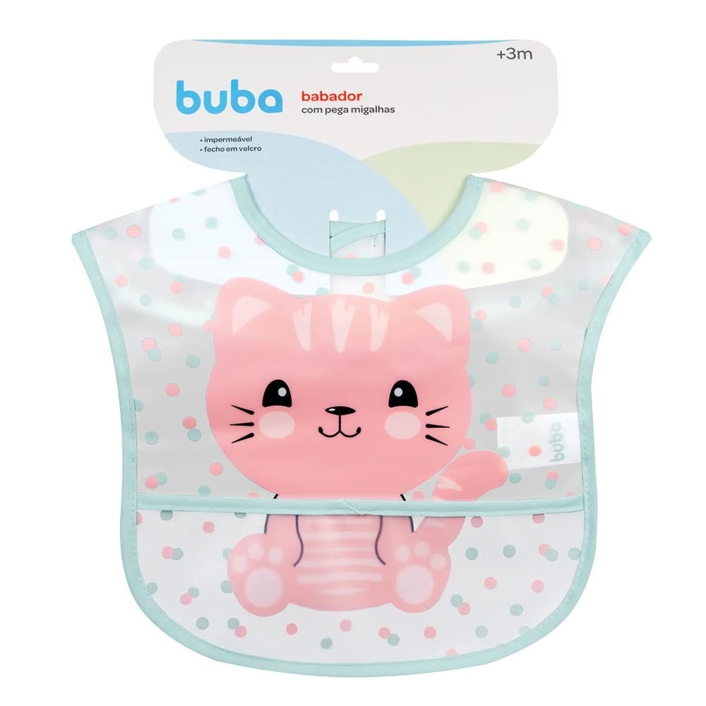 Babador com Bolso Gatinho Impermeável da Buba - Proteção Confortável e Estilosa para Bebês