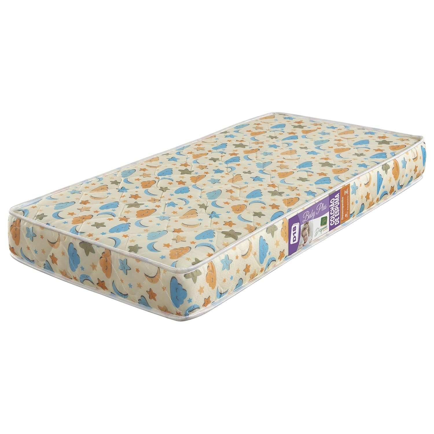 Colchão de Berço Americano 130x70x8cm com Espuma D18 – Conforto e Segurança para Bebês