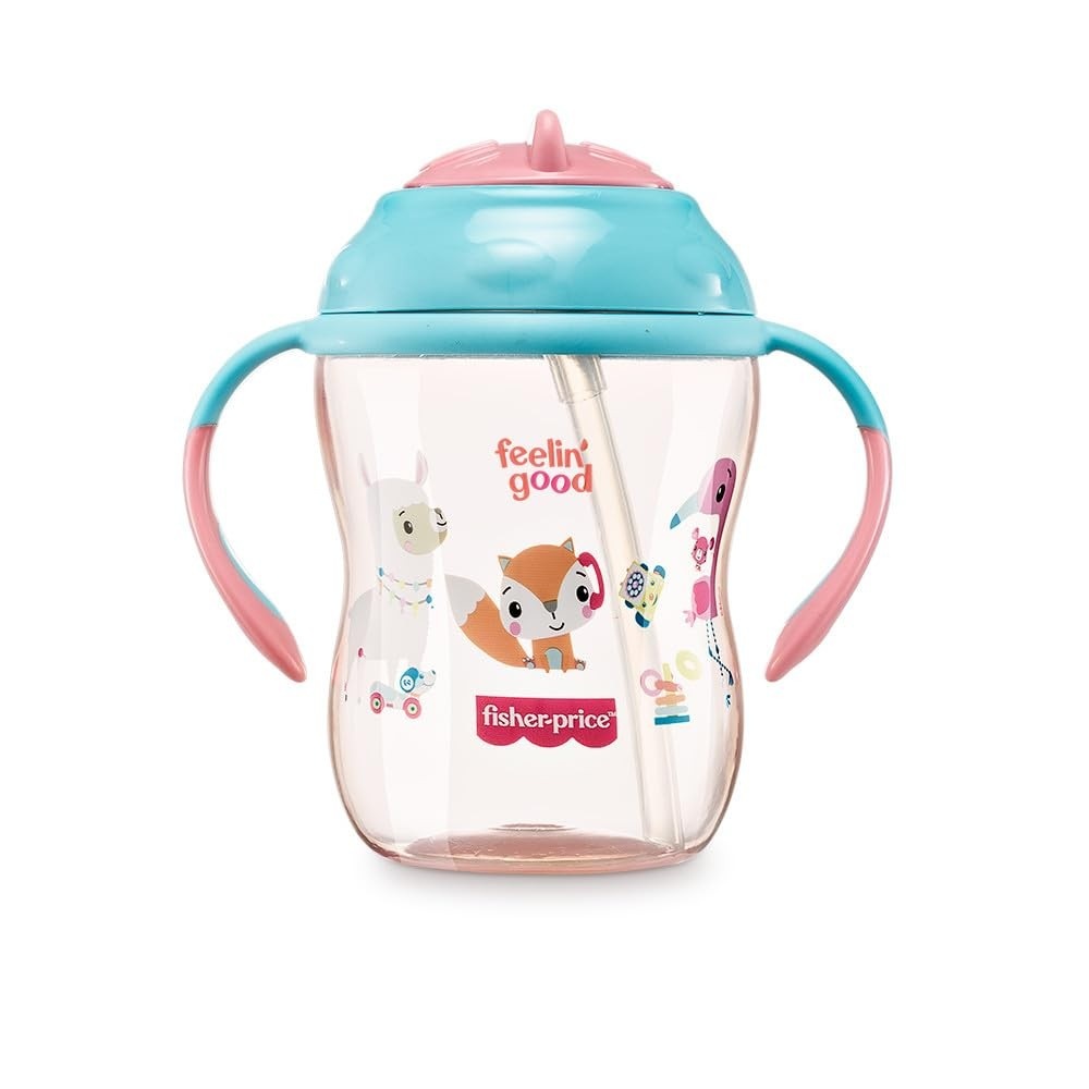 Copo de Treinamento com Canudo First Moments 270ml Rosa Fisher Price - Segurança e Conforto para Bebês