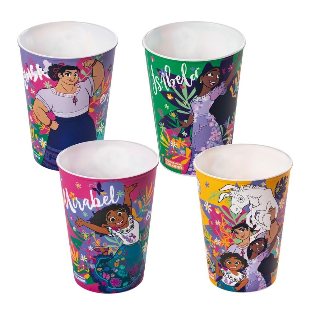 Copo Plástico Decorado Encanto 320ml - Resistente e Estiloso para Bebidas Quentes e Frios
