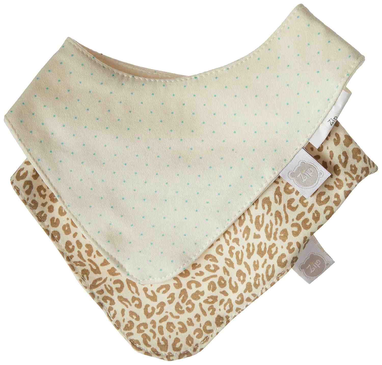 Zip Babador Bandana (2 Unidades) Poá/Rajado Bege - Estilo e Conforto para Bebês