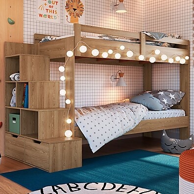 Beliche Infantil com Escada e 2 Gavetas – Solução Inteligente para Quartos Pequenos
