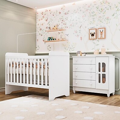 Berço 3 em 1 Gabrielle com Cômoda – Quarto Infantil Carolina Baby