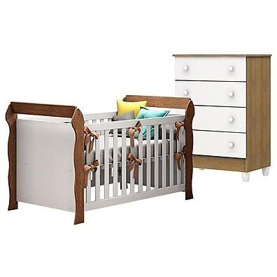 Berço Americano Lara + Cômoda: Conforto e Segurança
