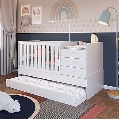 Berço Cama Multifuncional Branco: 3 em 1!