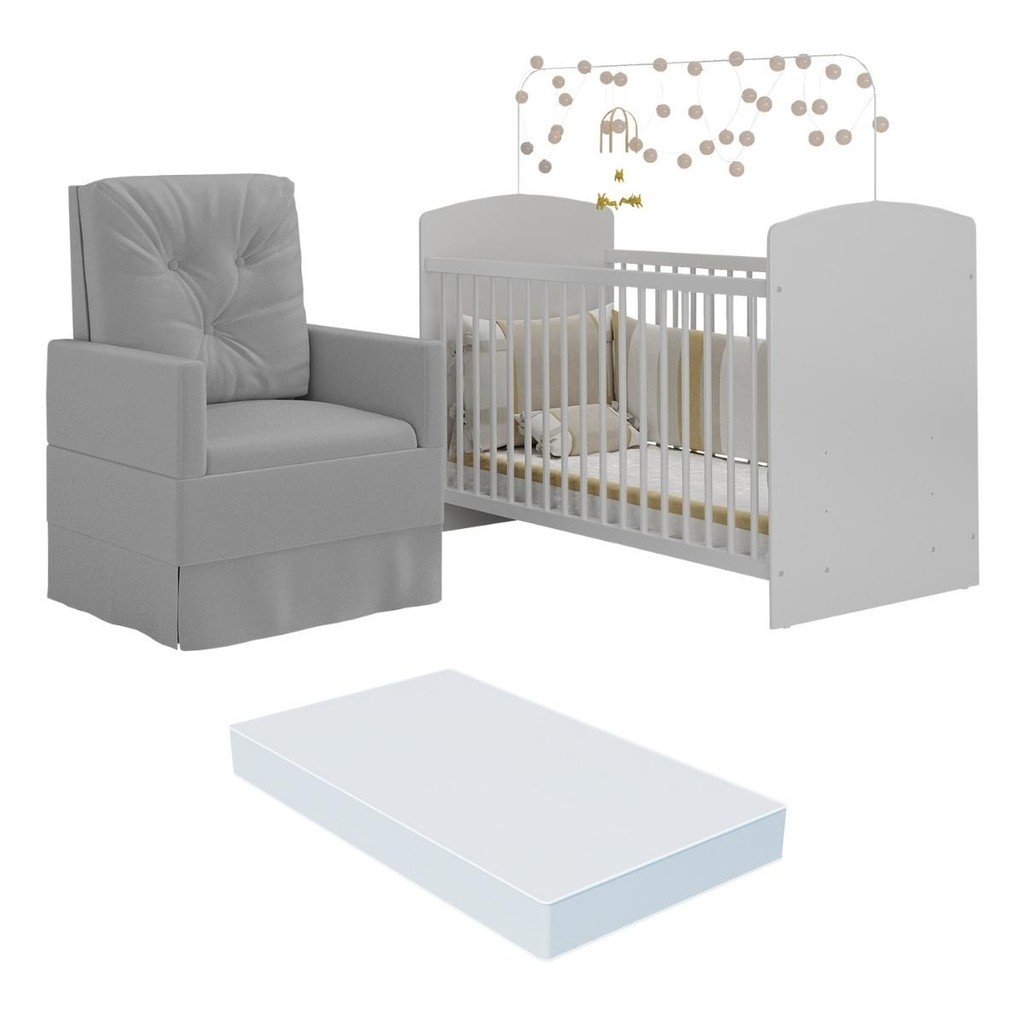 Berço com Colchão e Poltrona de Amamentação Olaf: Complete o Quarto do Bebê com Conforto e Segurança