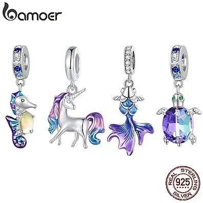 Berloques Bamoer 925: Tartaruga, Cavalo Marinho e Mais!