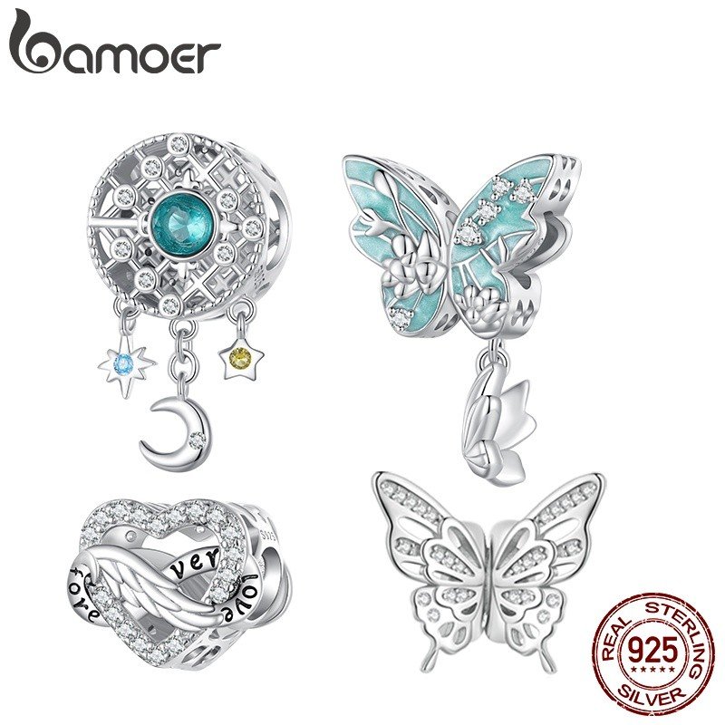 Berloques Bamoer Prata: Borboleta e Sonhador