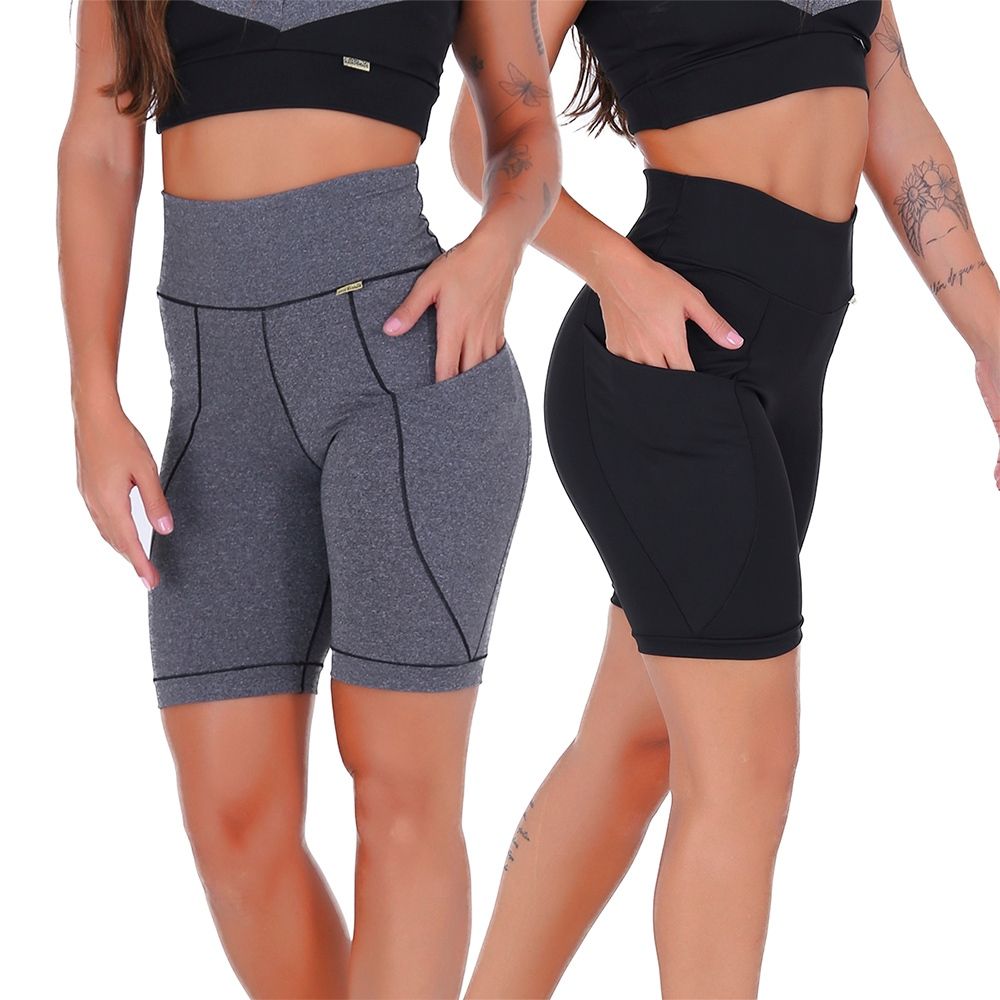 Bermuda Fitness com Bolso: Kit 2 Play