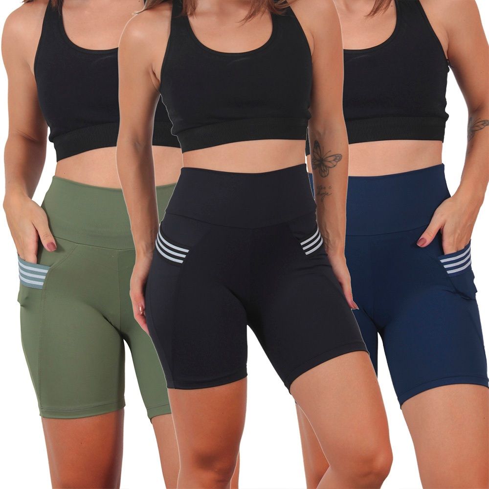 Bermuda Fitness com Bolsos: Conforto e Suporte!