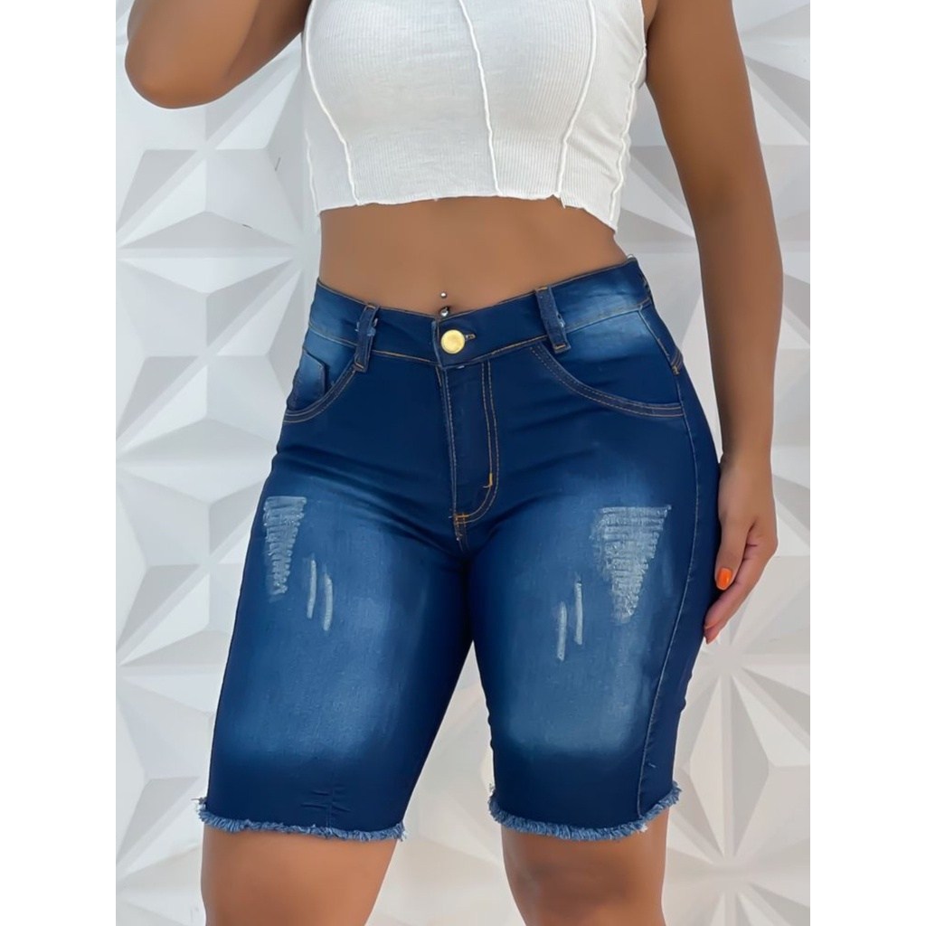 Bermuda Jeans Meia Coxa Cintura Alta: Conforto e Estilo para Todos os Dias