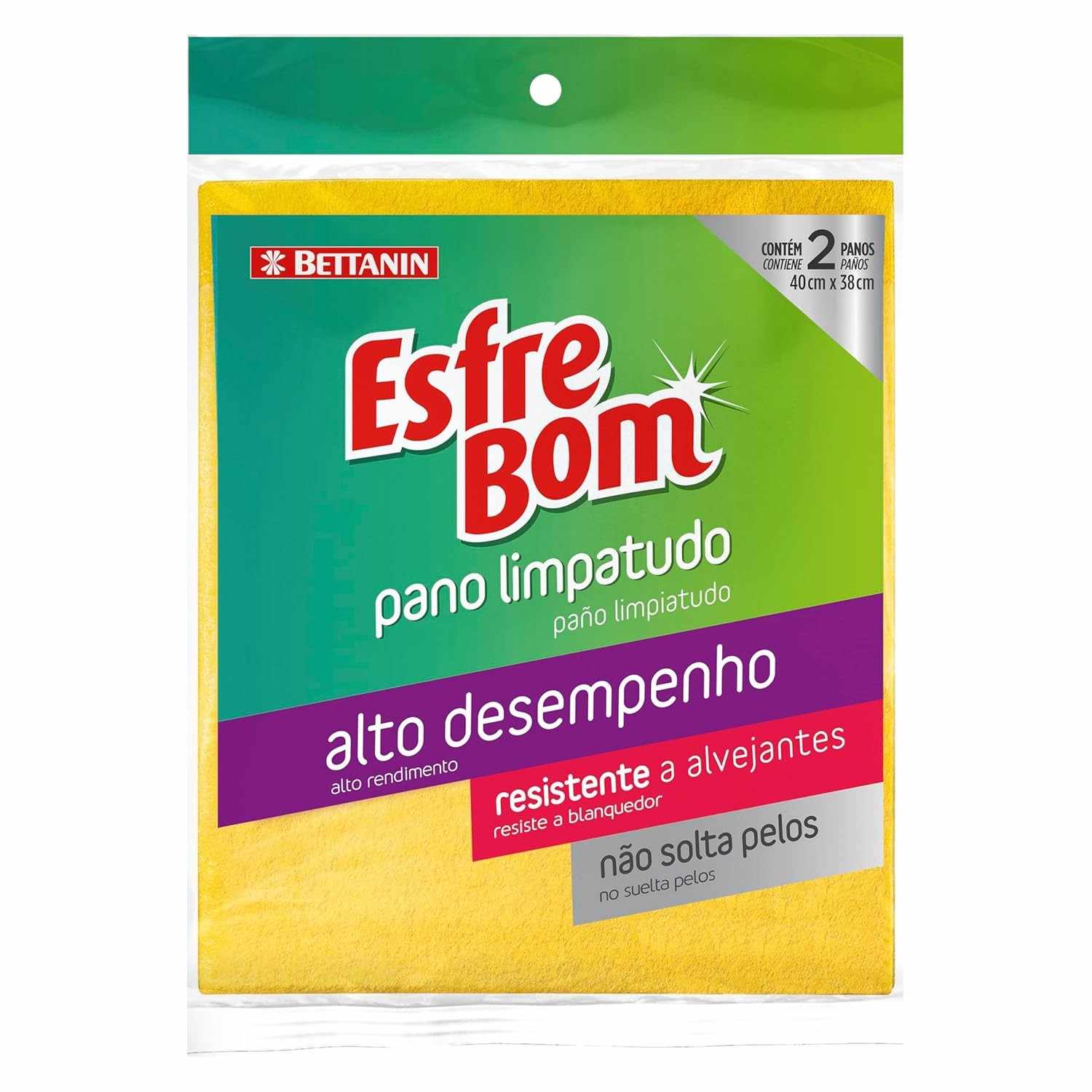 EsfreBom Pano Limpa Tudo Amarelo - Alta Absorção e Durabilidade, da Bettanin