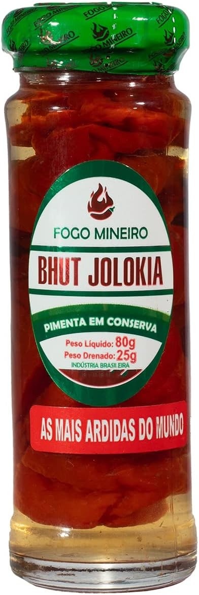Pimenta Bhut Jolokia Pote Em Conserva 100ml - Fogo Mineiro
