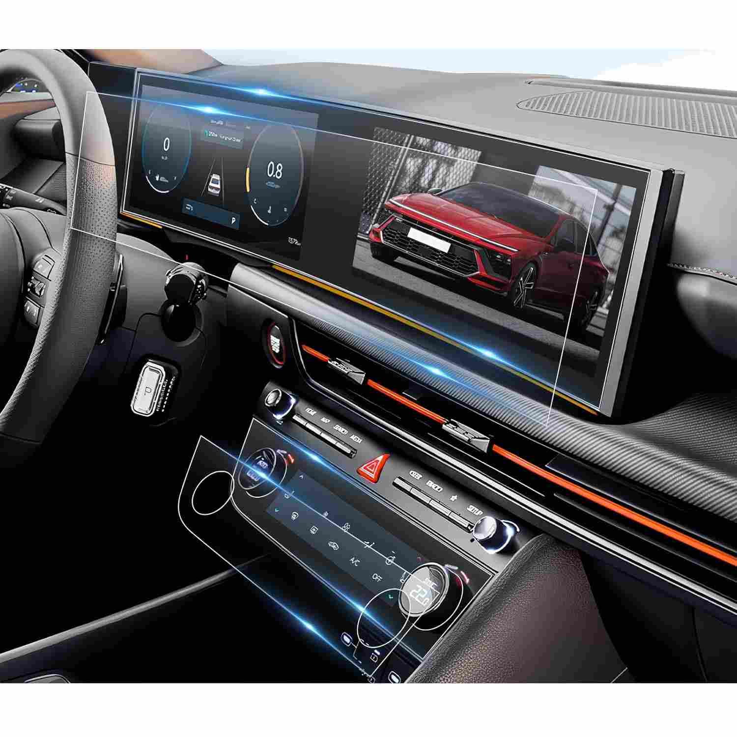 Kit 4 Protetores de Tela BIBIBO para Hyundai Sonata 2024-2026 (Dual 12.3" Navi/AC)