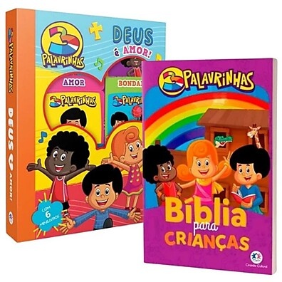 Bíblia Infantil 3 Palavrinhas: Kit com Livros + Box