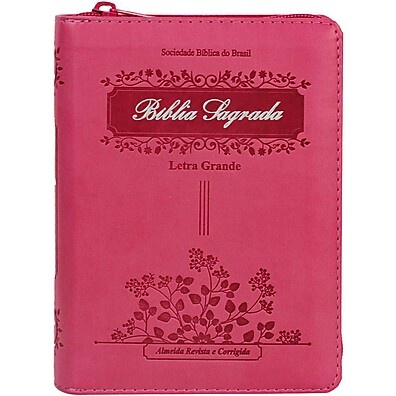 Bíblia Pequena com Letra Grande e Zíper Rosa – Leitura Confortável e Prática