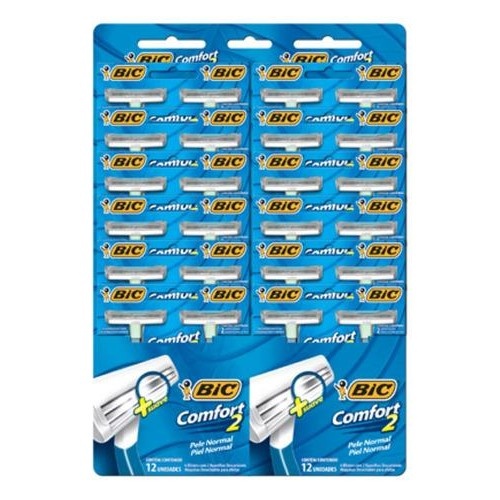 Bic Barbeador Comfort 2 Azul - Cartela com 24 Unidades