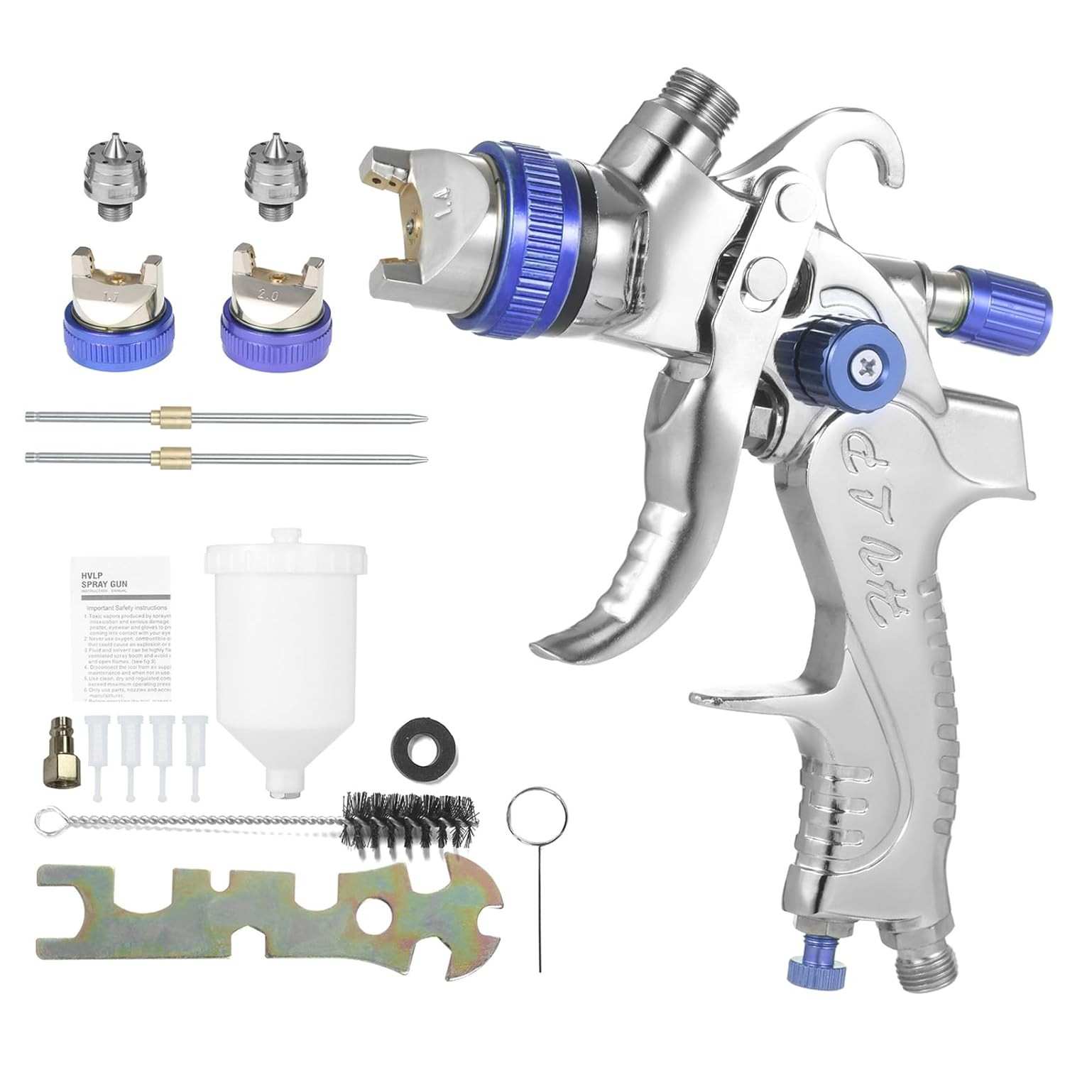 Pistola de Pintura com Ar Feed Copo 600ML e Bico para Carro Móveis Parede Máquina Alta Volume Baixa Pressão