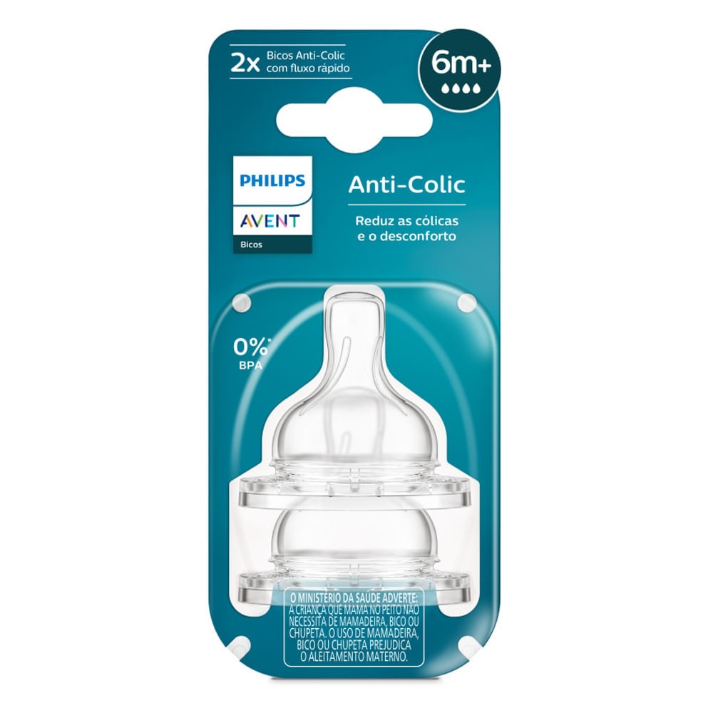 Bico de Mamadeira Philips Avent Anticólica 6+ Meses - 2 Unidades