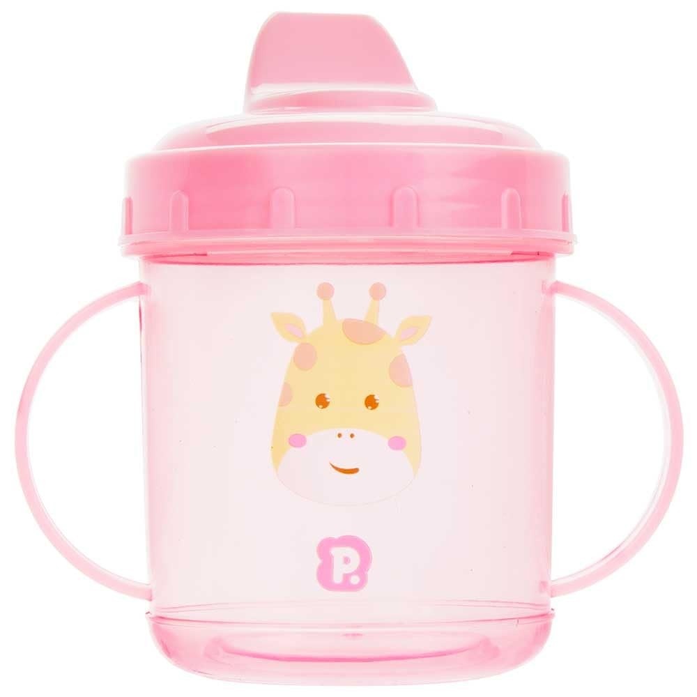 Copo Bico Rígido 220ml Feminino Pimpolho Rosa com Girafa - Segurança e Estilo para Bebês