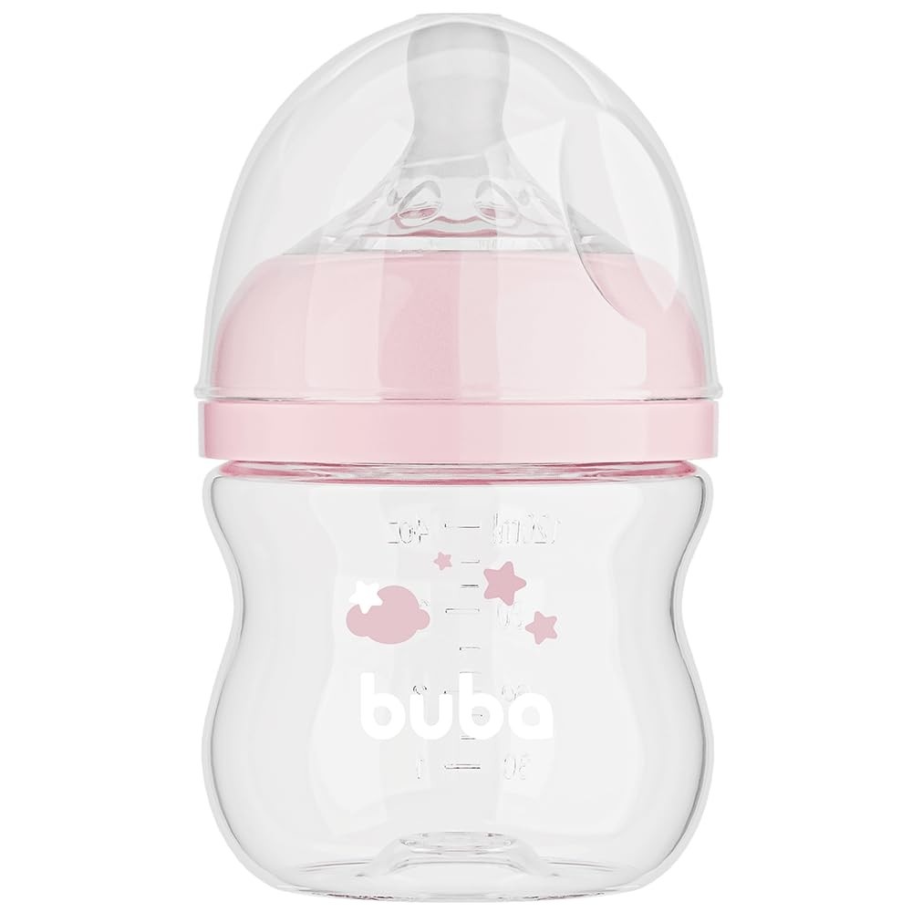 Mamadeira Buba Easy Flow Nuvem Rosa 120ml - Anticólica com Bico Ultrasoft
