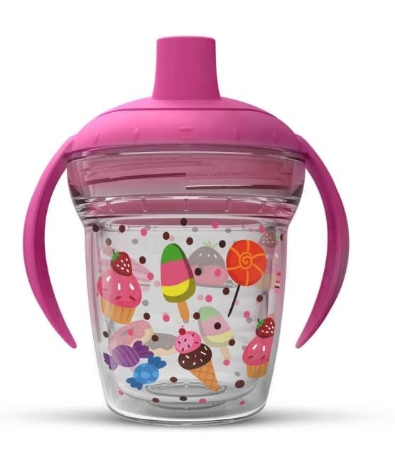 Copo Infantil de Transição Helsim com Alça, Bico e Válvula Antiengasgo - Rosa 170ml