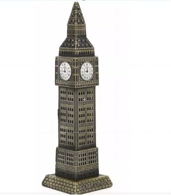 Miniatura Torre Big Ben Londres 18cm em Metal - Decoração com Estilo Inglês e Detalhes de Relógio