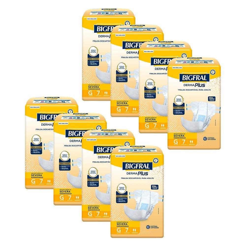 Bigfral Derma Plus G: Kit 8 Fraldas para Incontinência