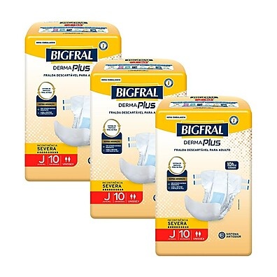 Bigfral Derma Plus: Kit 3 Fraldas para Incontinência
