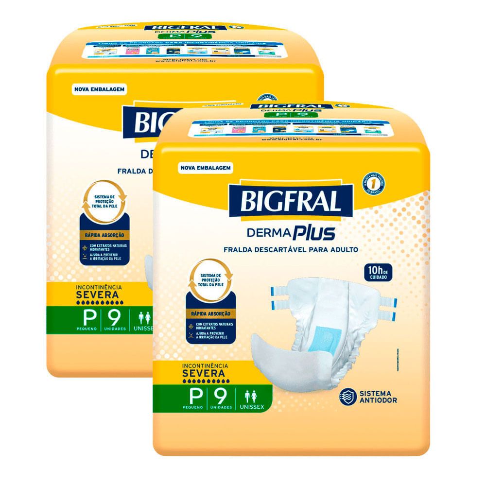 Bigfral Derma Plus P: Kit 2x9 Fraldas Geriatricas